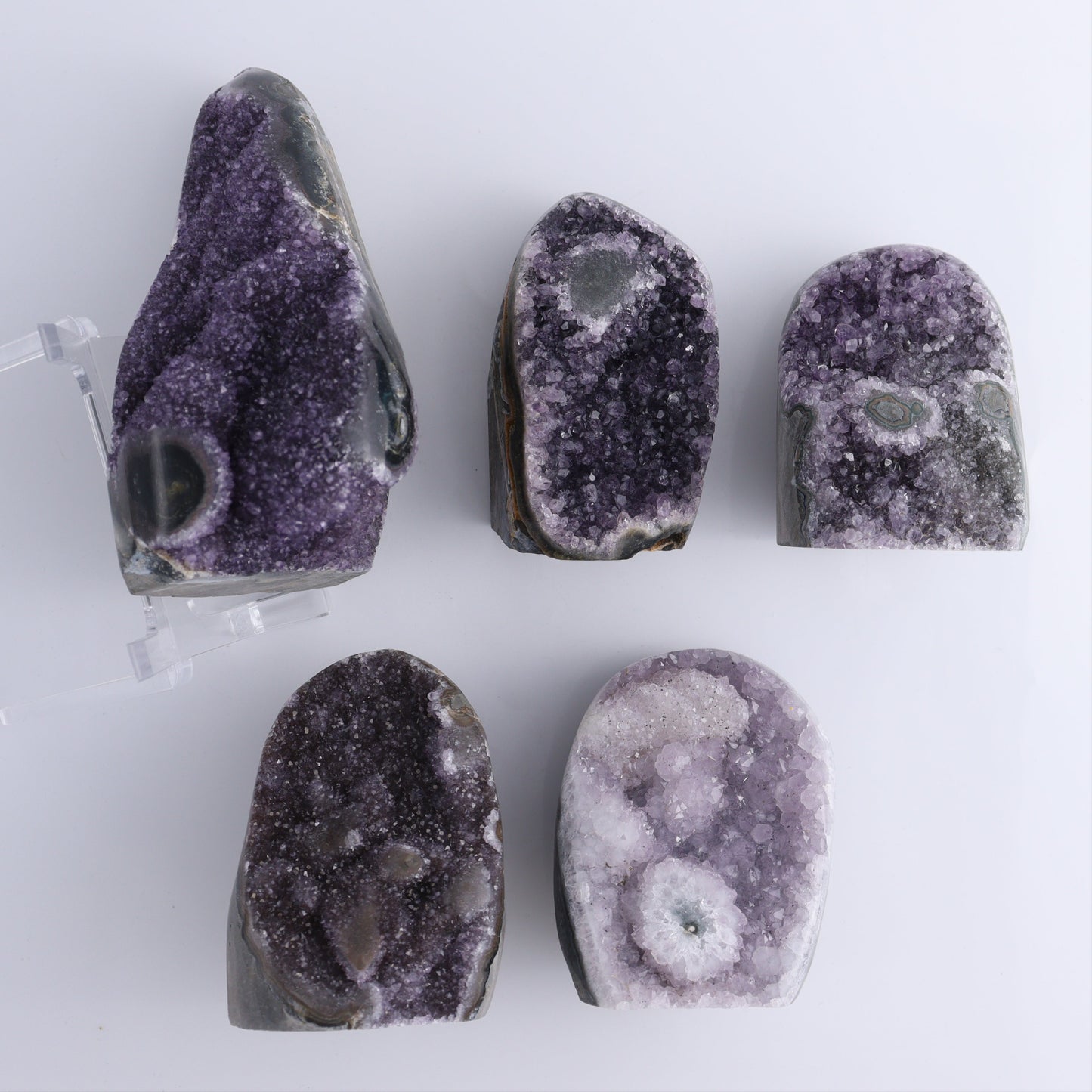 Uruguay Amethyst Set of 5 - Expert Wholesale and Supplier of Wholesale Crystals & Bulk Gemstones, ["Amethyst","Freeforms","Uruguay"]