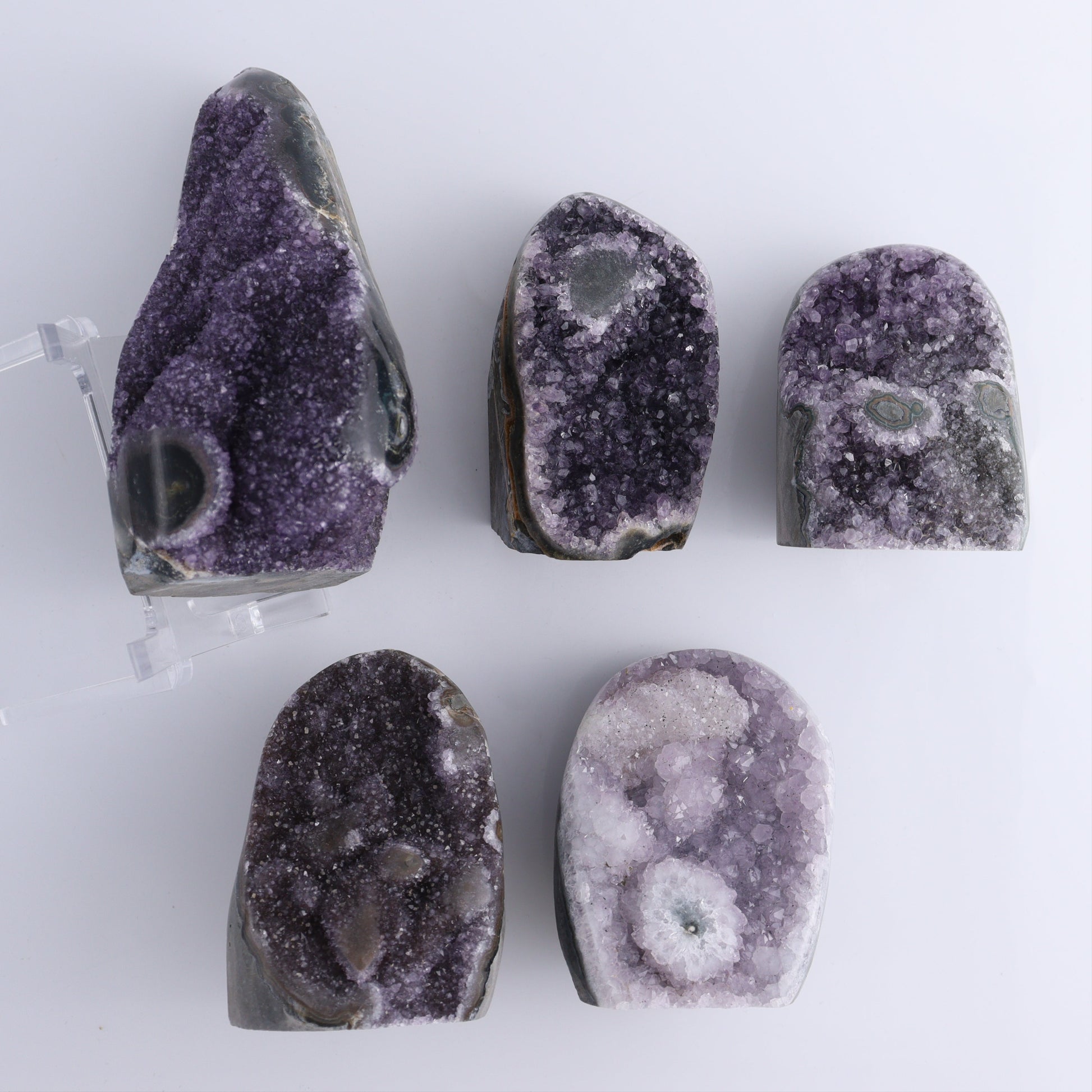 Uruguay Amethyst Set of 5 - Expert Wholesale and Supplier of Wholesale Crystals & Bulk Gemstones, ["Amethyst","Freeforms","Uruguay"]