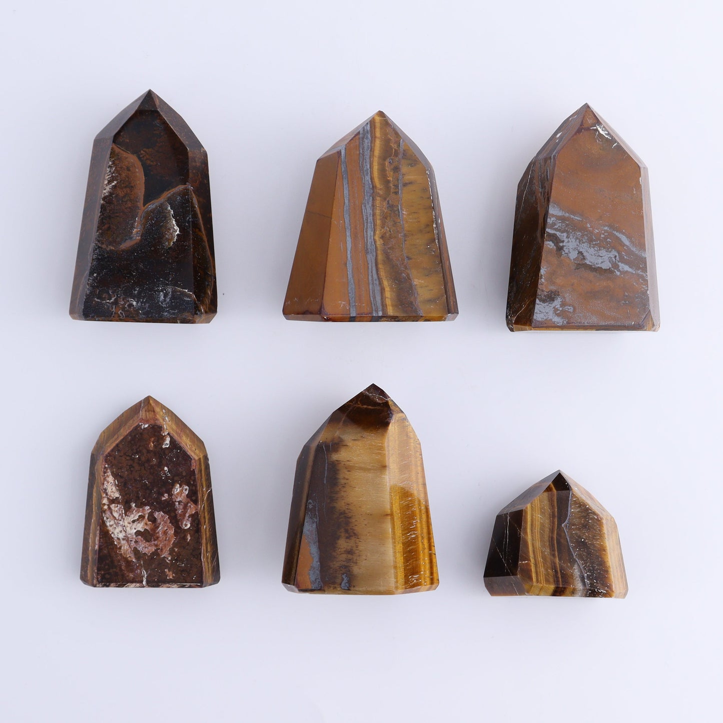 Tiger Eye Towers Set of 12 - Expert Wholesale and Supplier of Wholesale Crystals & Bulk Gemstones, ["Brazil","close_50","Tiger Eye","Towers"]