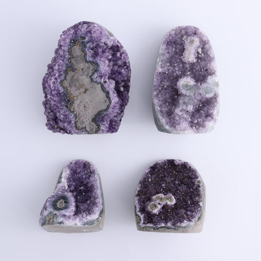 Uruguay Amethyst Cut Base Set of 4 - Expert Wholesale and Supplier of Wholesale Crystals & Bulk Gemstones, ["Amethyst","Cut Base","Uruguay"]