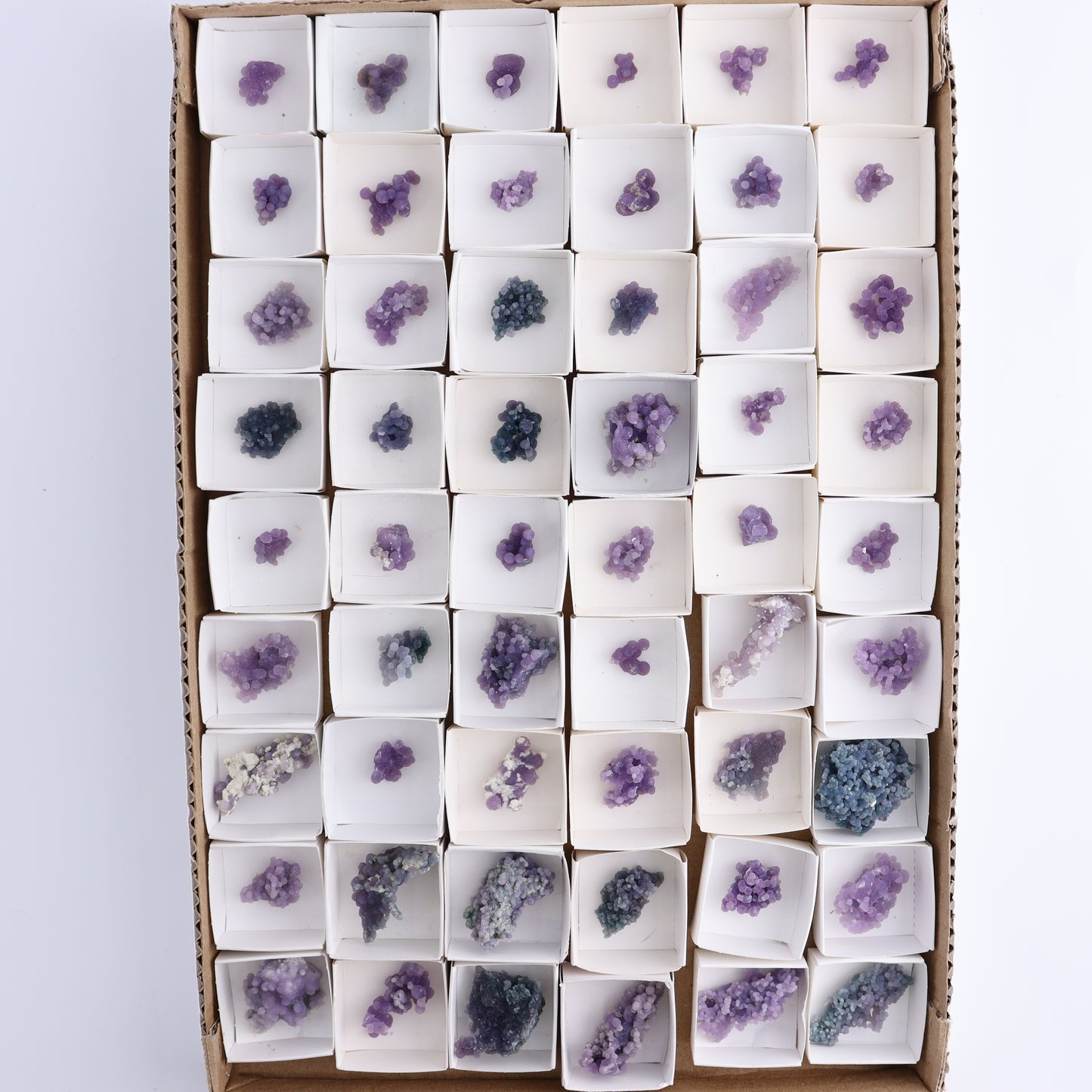 Grape Agate Cluster Set of 54 - Expert Wholesale and Supplier of Wholesale Crystals & Bulk Gemstones, ["Clusters","Grape agate","Indonesia"]