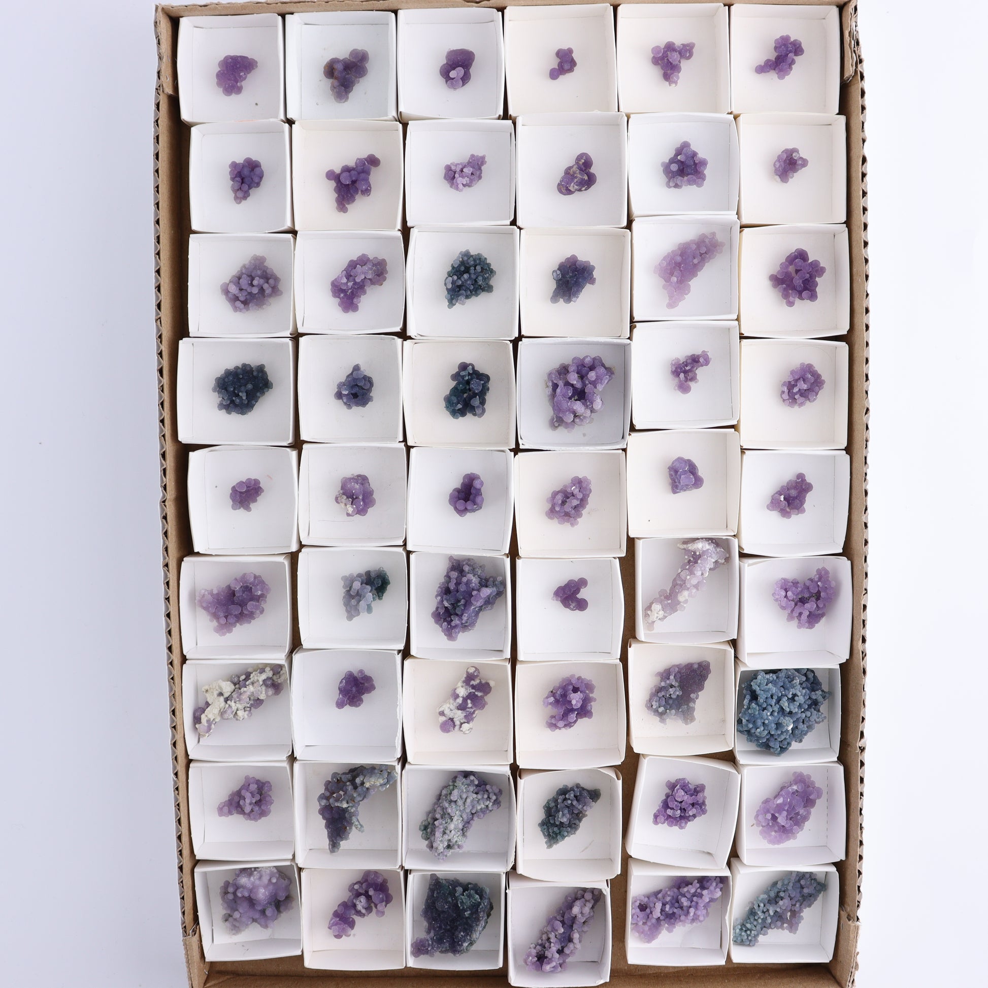 Grape Agate Cluster Set of 54 - Expert Wholesale and Supplier of Wholesale Crystals & Bulk Gemstones, ["Clusters","Grape agate","Indonesia"]
