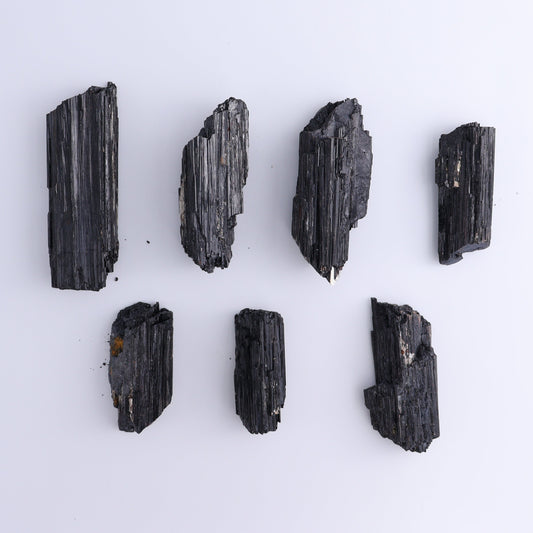Black Tourmaline Roughs Set of 7