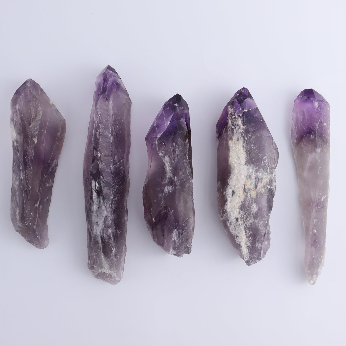 Amethyst Polished Tips Set of 5 - Expert Wholesale and Supplier of Wholesale Crystals & Bulk Gemstones, ["Amethyst","Polished Tip"]