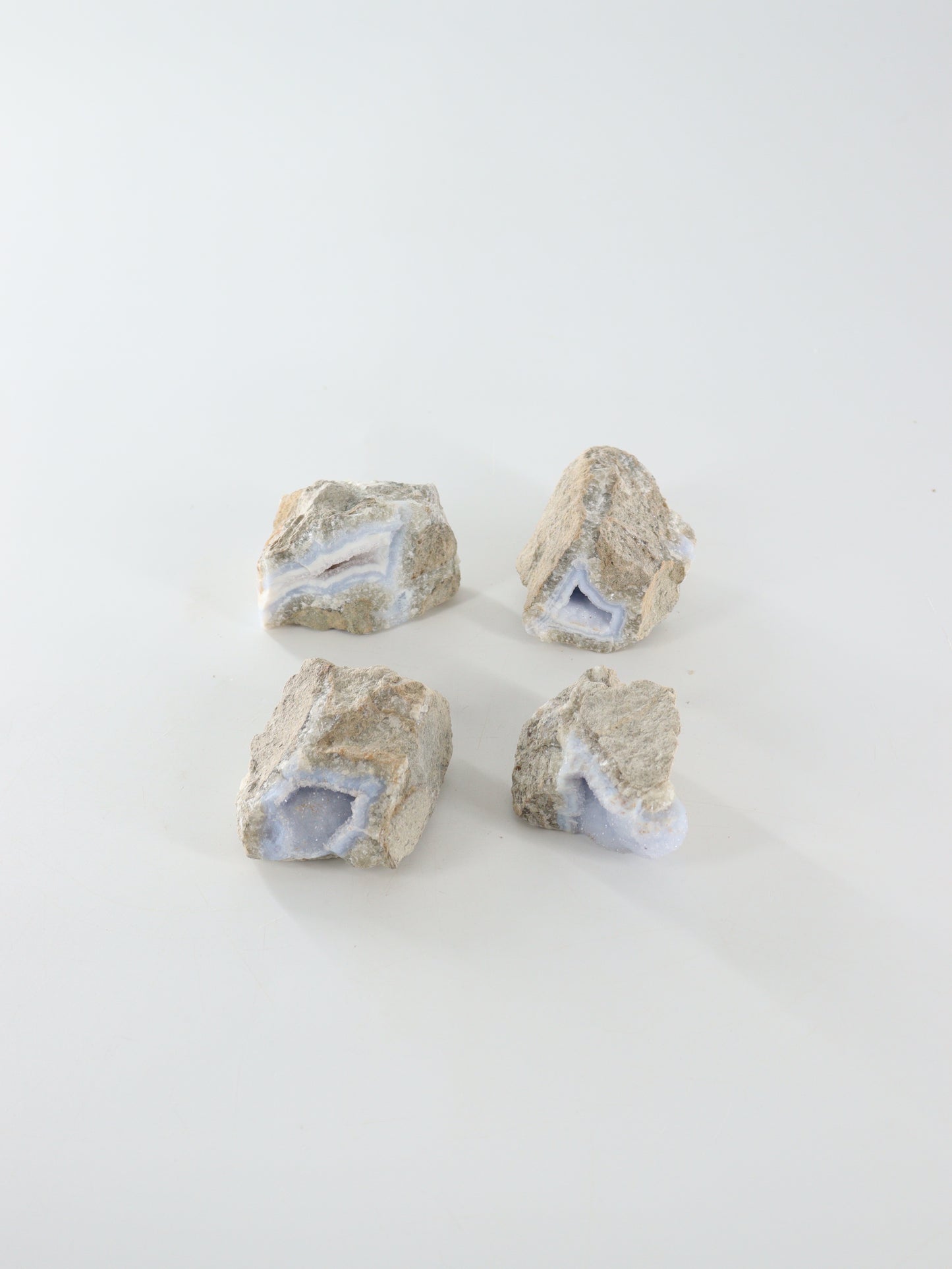 Blue Lace Agate Clusters Set of 4 - Expert Wholesale and Supplier of Wholesale Crystals & Bulk Gemstones, []