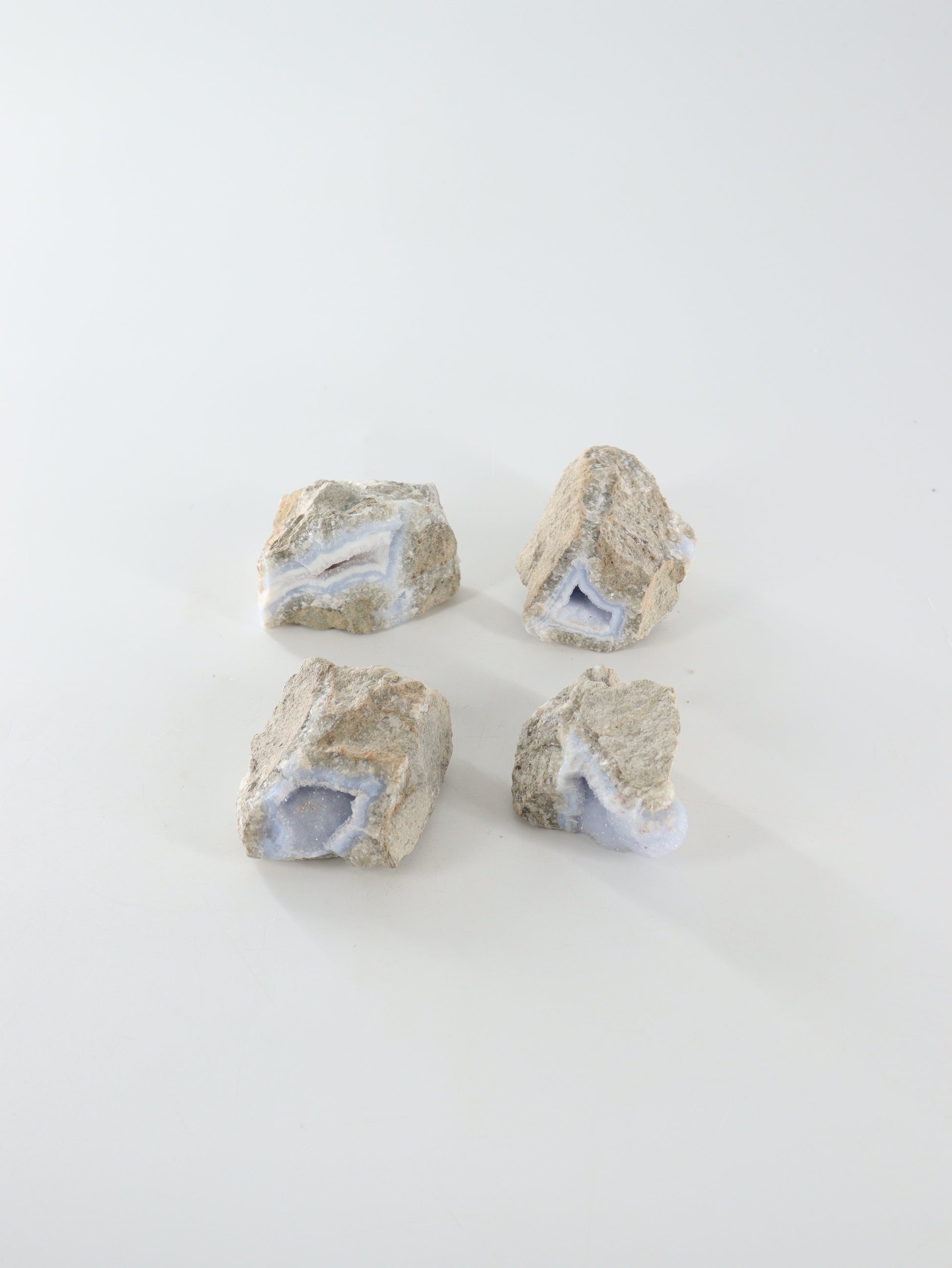 Blue Lace Agate Clusters Set of 4 - Expert Wholesale and Supplier of Wholesale Crystals & Bulk Gemstones, []