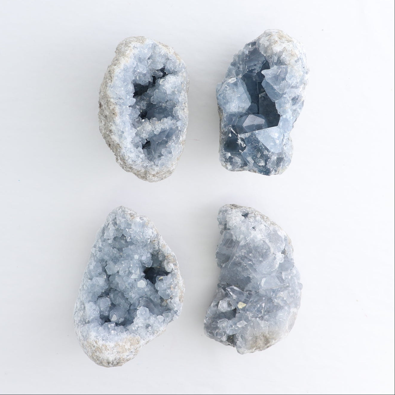 Celestite Clusters Set of 4