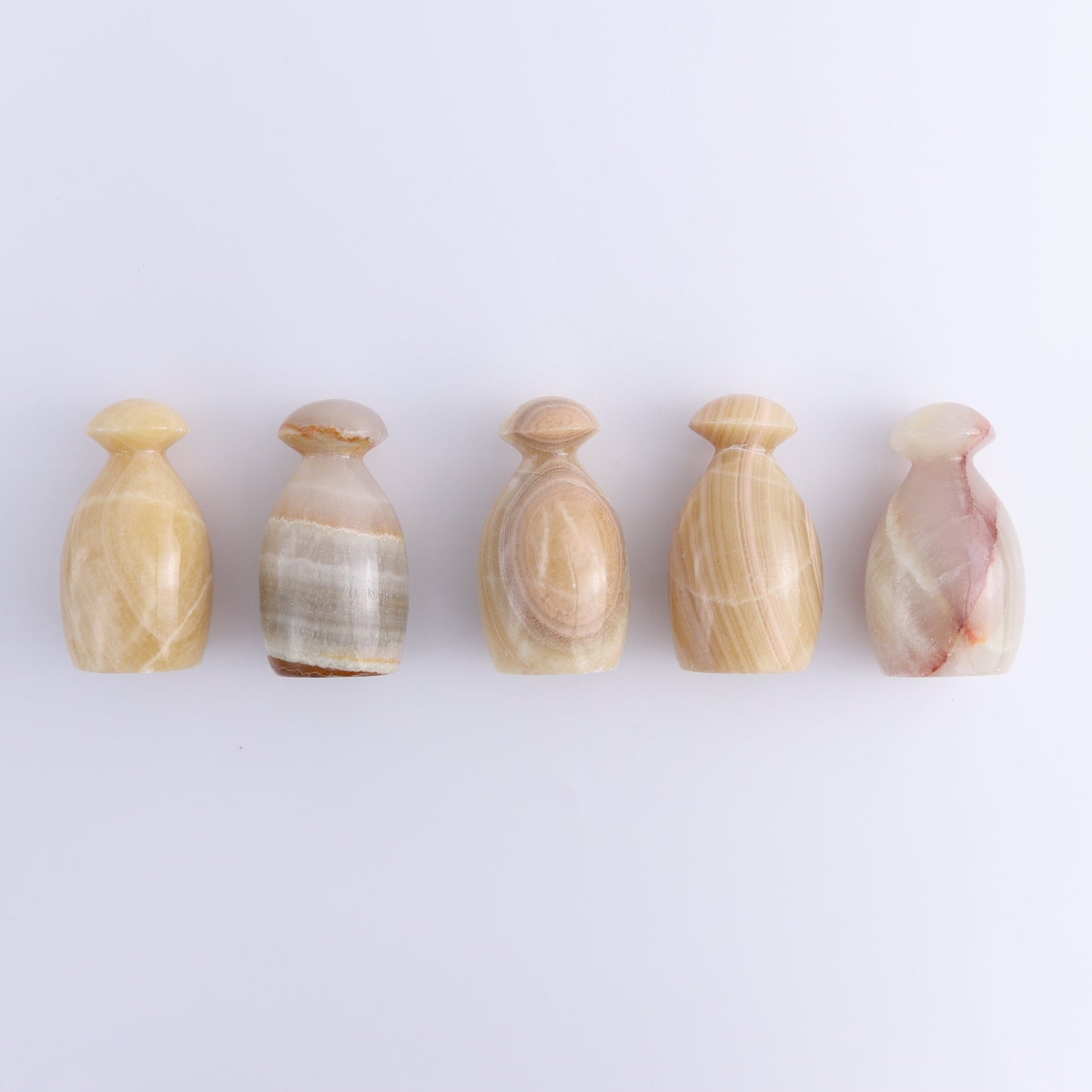 Mexican Onyx/Calcite Mushrooms Set of 5 - Expert Wholesale and Supplier of Wholesale Crystals & Bulk Gemstones, ["Calcite","Mexico","Mushrooms","onyx"]