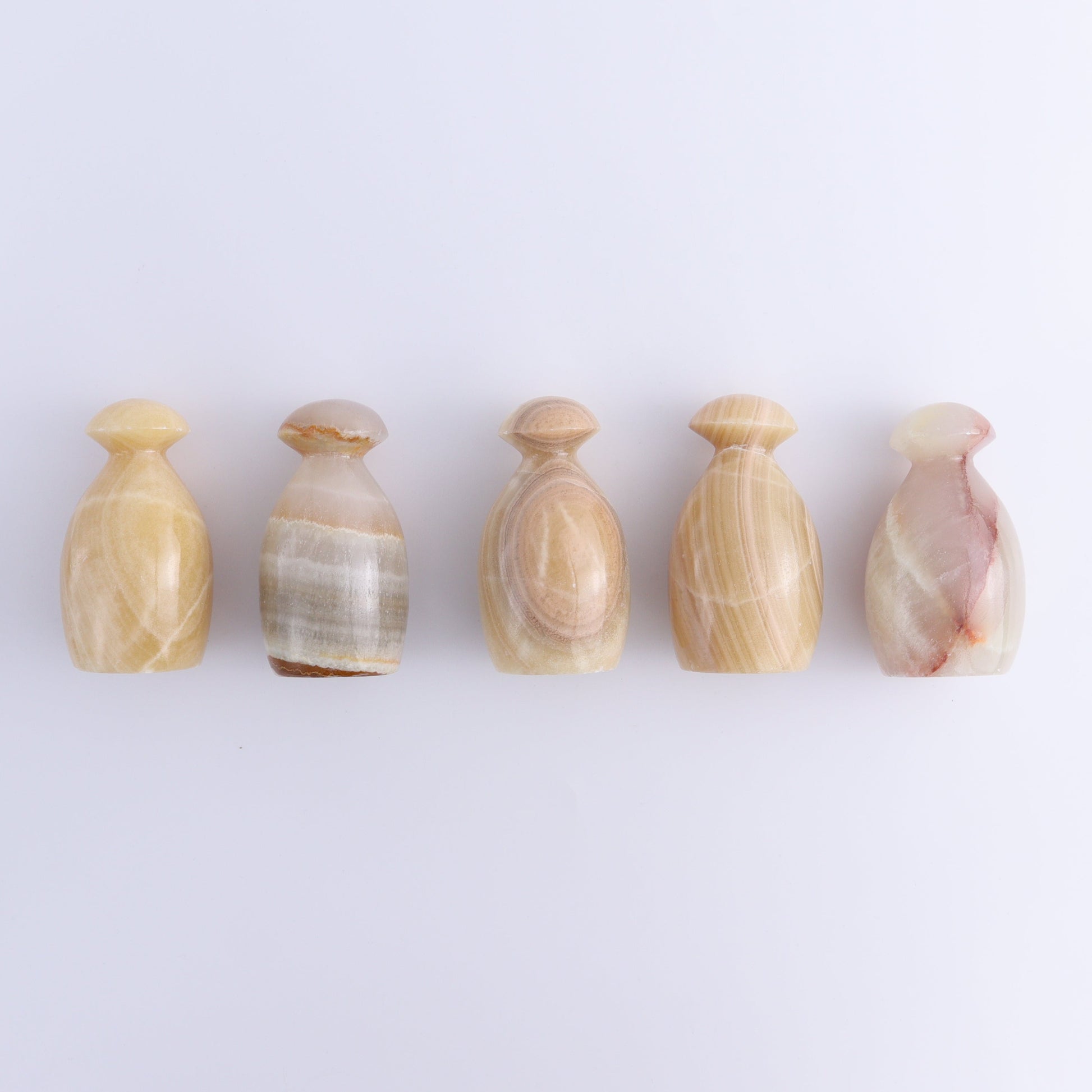 Mexican Onyx/Calcite Mushrooms Set of 5 - Expert Wholesale and Supplier of Wholesale Crystals & Bulk Gemstones, ["Calcite","Mexico","Mushrooms","onyx"]