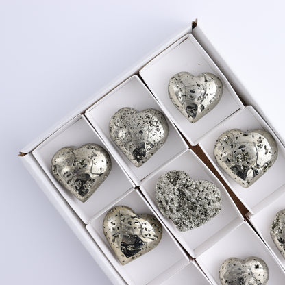 Pyrite Hearts Set of 9 - Expert Wholesale and Supplier of Wholesale Crystals & Bulk Gemstones, ["Hearts","Peru","Pyrite"]
