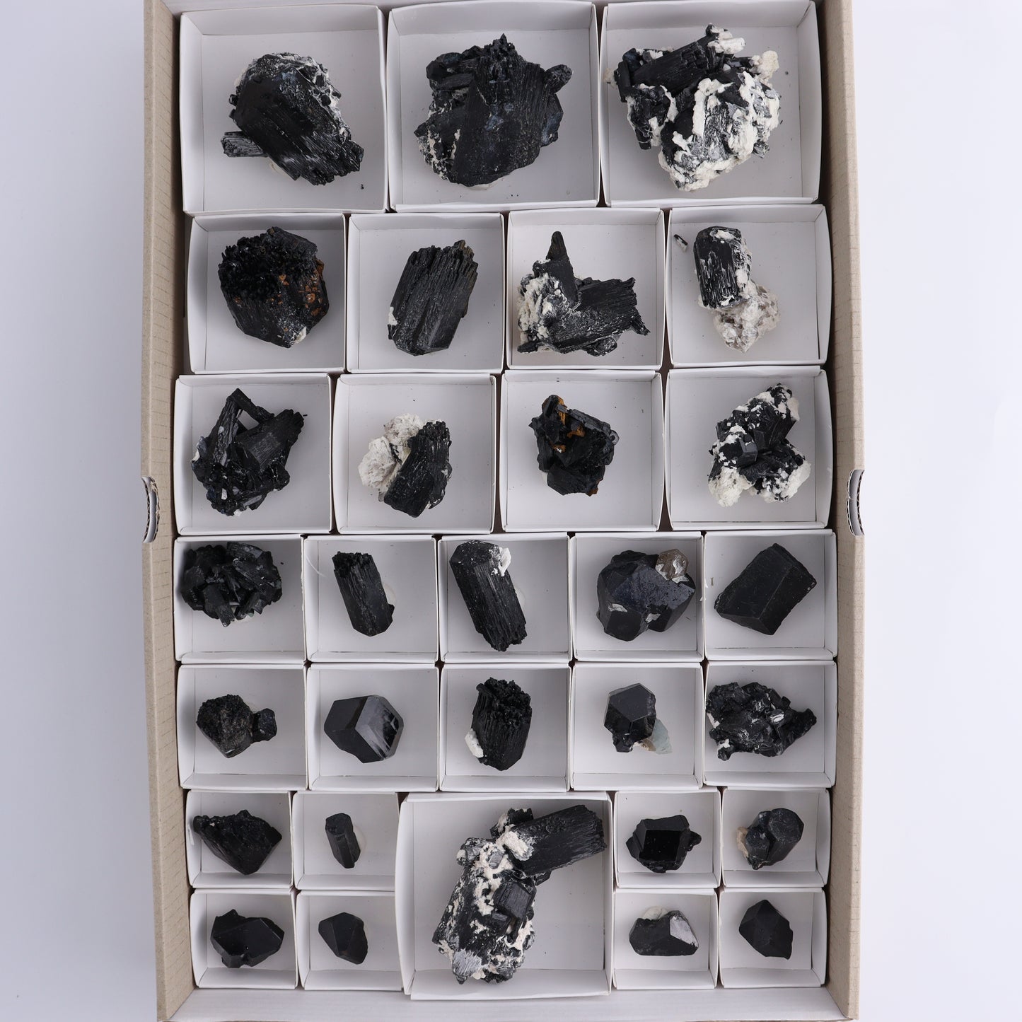 Schorl Tourmaline Flat of 30 - Expert Wholesale and Supplier of Wholesale Crystals & Bulk Gemstones, ["Black Tourmaline","Madagascar","Schorl Tourmaline","Tourmaline"]