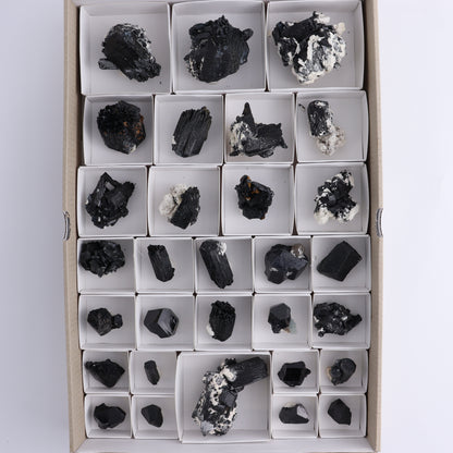 Schorl Tourmaline Flat of 30 - Expert Wholesale and Supplier of Wholesale Crystals & Bulk Gemstones, ["Black Tourmaline","Madagascar","Schorl Tourmaline","Tourmaline"]