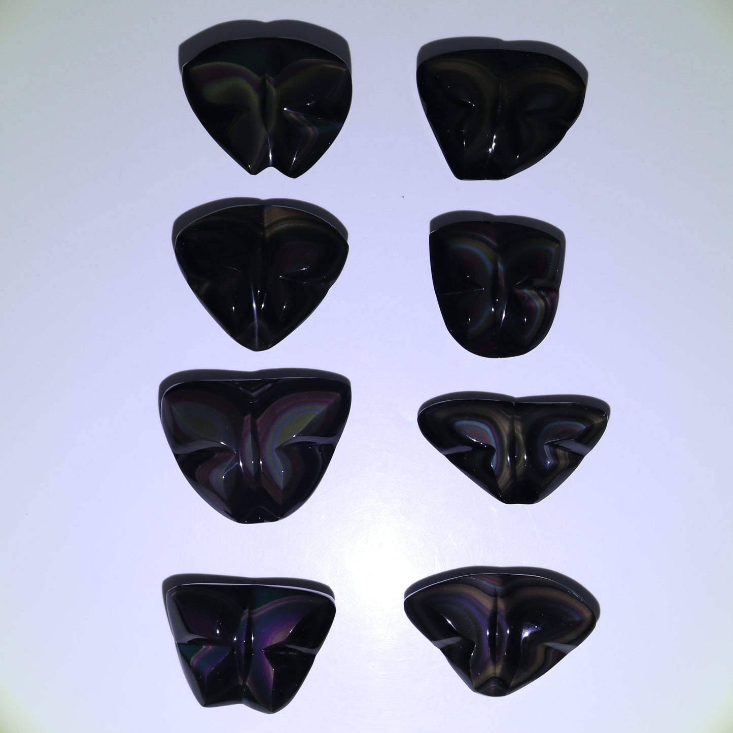Rainbow Obsidian Butterflies Set of 8 - Expert Wholesale and Supplier of Wholesale Crystals & Bulk Gemstones, ["Butterflies","Butterfly","Mexico","Rainbow Obsidian"]