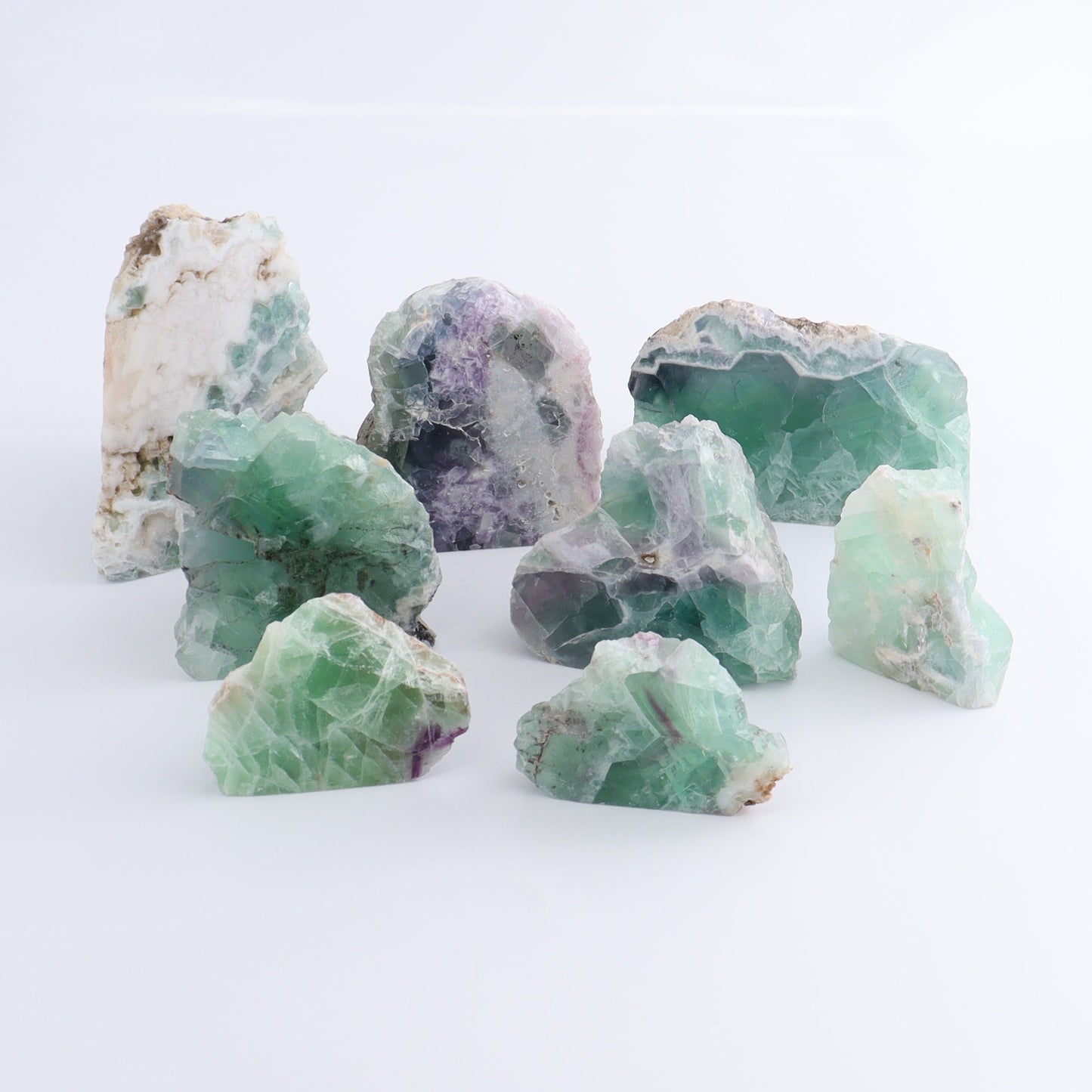 Fluorite Face Polished Set of 8 - Expert Wholesale and Supplier of Wholesale Crystals & Bulk Gemstones, ["Face Polished","Fluorite","Mexico"]