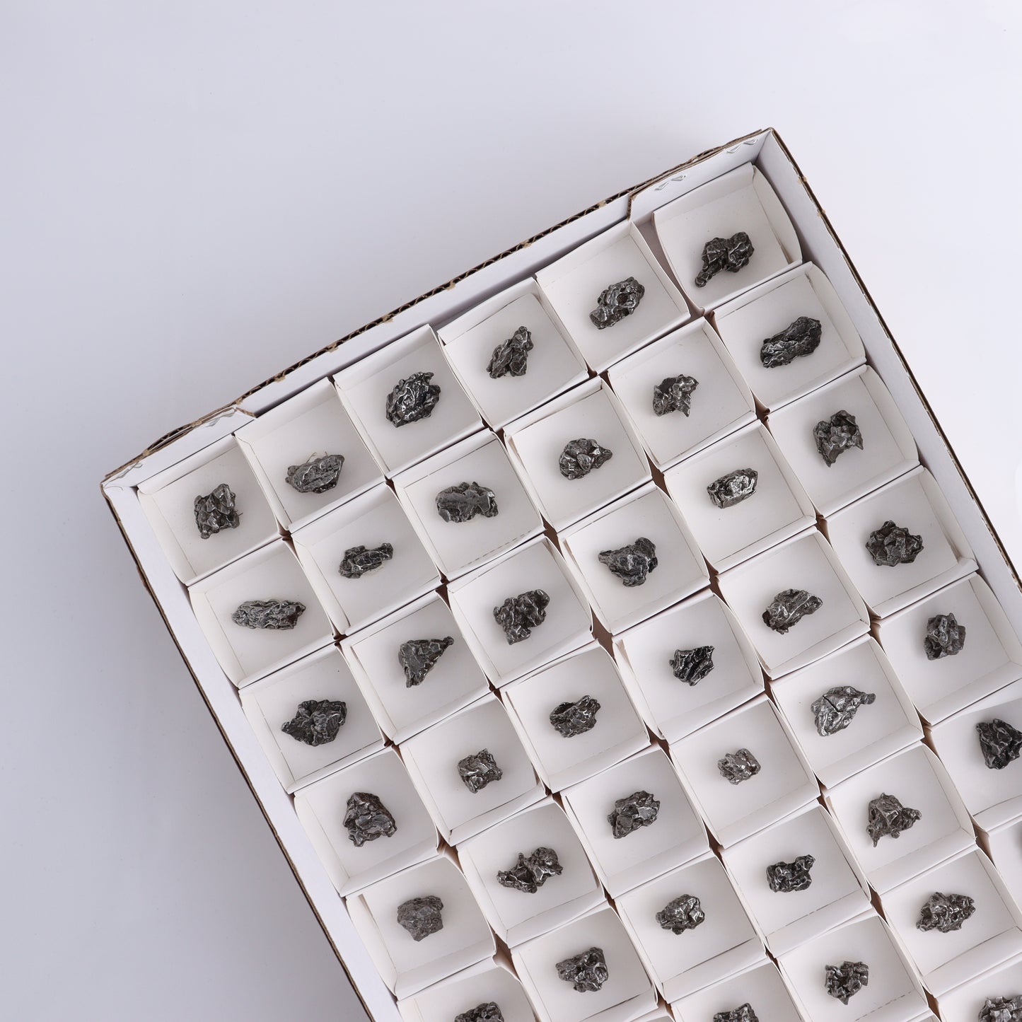 Campo del Cielo Meteorites from Argentina, Flat of 54 - Expert Wholesale and Supplier of Wholesale Crystals & Bulk Gemstones, ["Argentina","Flats","Meteorite"]