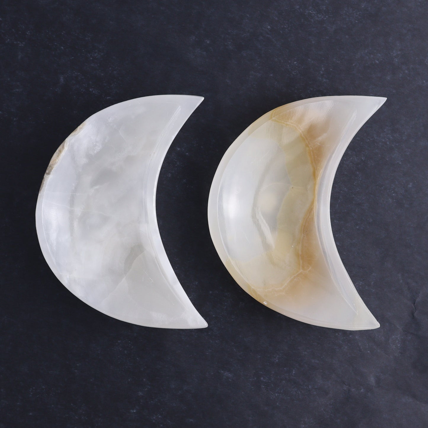 One White Onyx Moon Dish - Expert Wholesale and Supplier of Wholesale Crystals & Bulk Gemstones, ["Catalog Onyx","Decorative Dish","Mexico","moons","onyx","White onyx"]