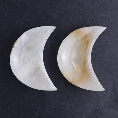 One White Onyx Moon Dish - Expert Wholesale and Supplier of Wholesale Crystals & Bulk Gemstones, ["Catalog Onyx","Decorative Dish","Mexico","moons","onyx","White onyx"]