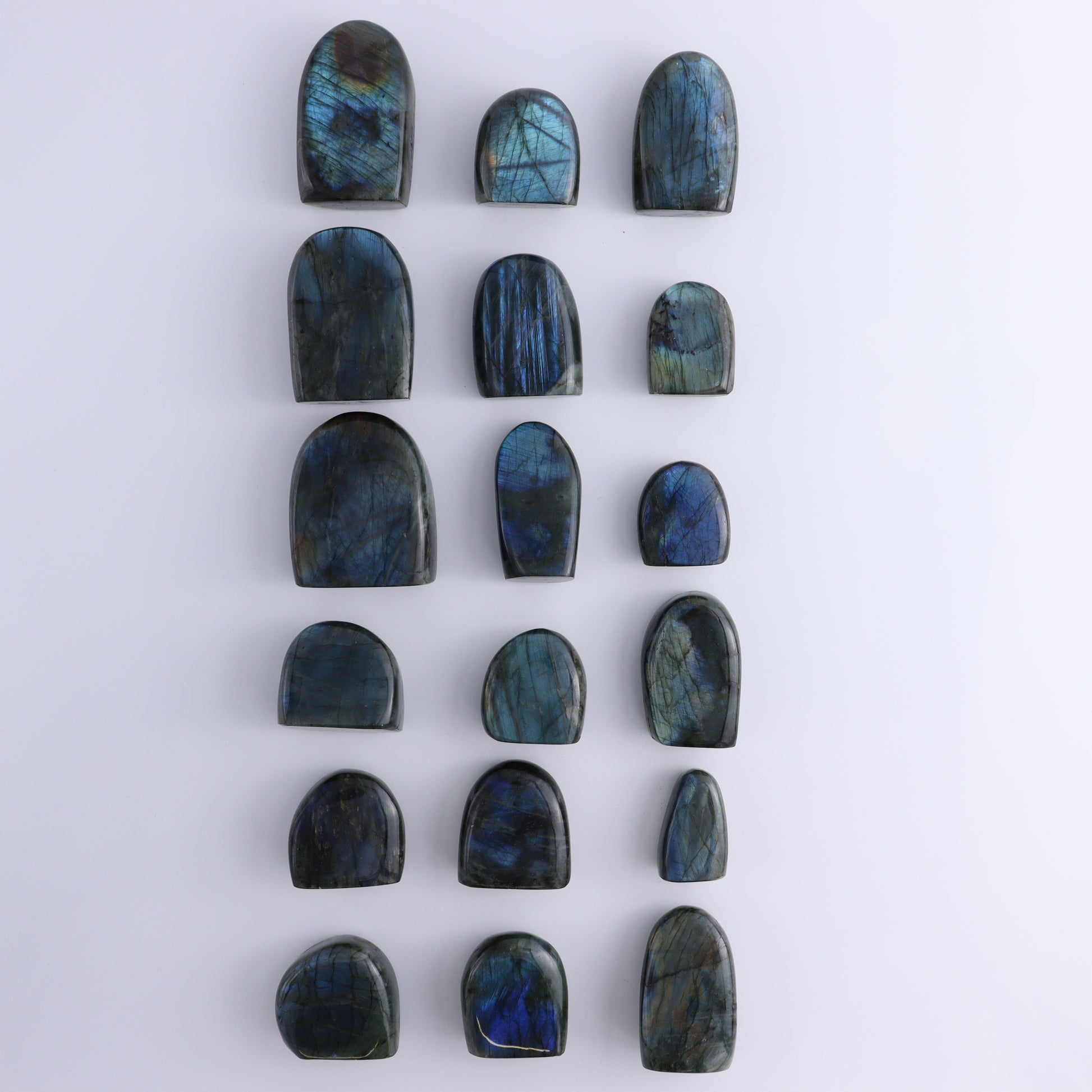 Labradorite Freeform Set of 18 - Expert Wholesale and Supplier of Wholesale Crystals & Bulk Gemstones, ["Freeforms","Labradorite","Madagascar"]