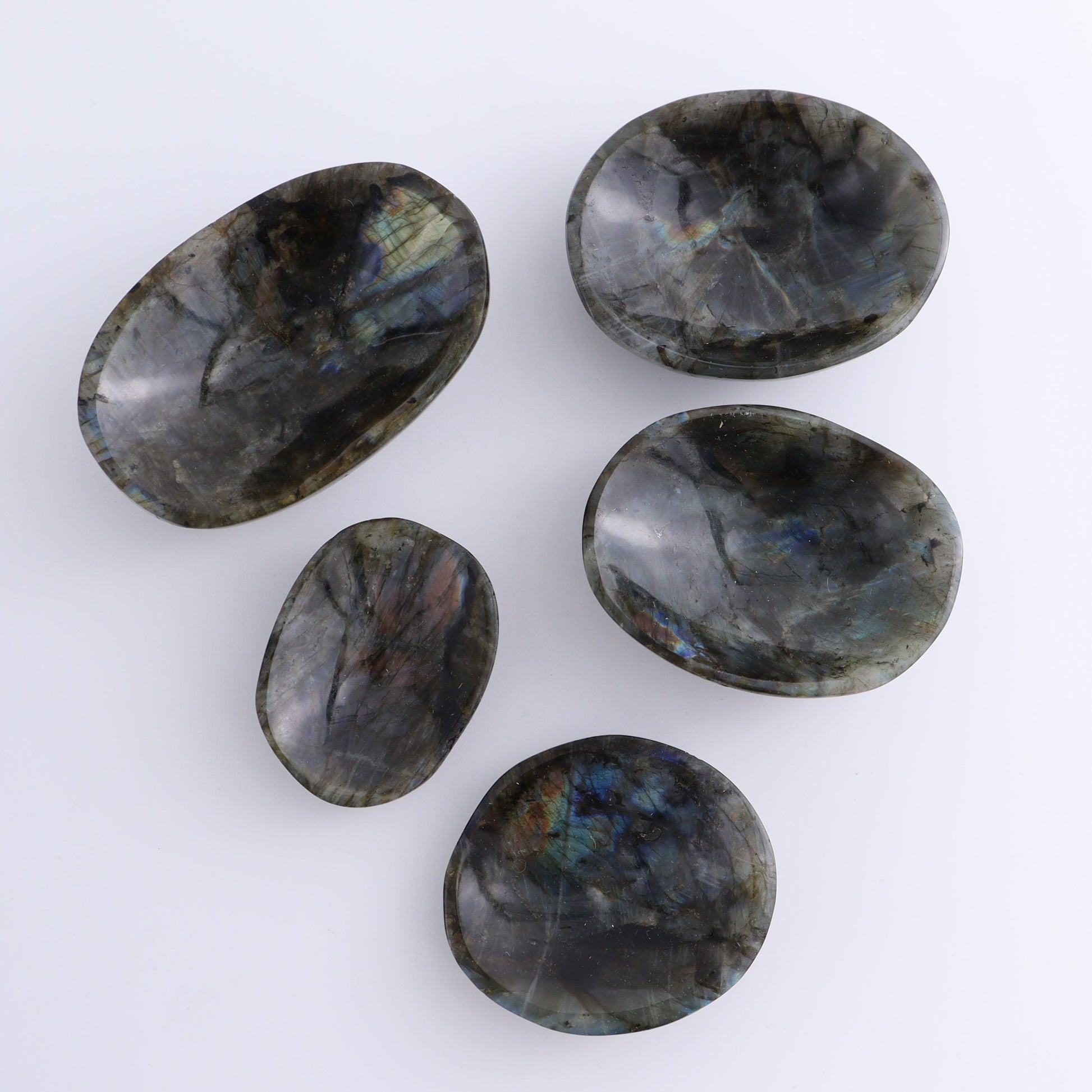 Labradorite Bowls Set of 10 - Expert Wholesale and Supplier of Wholesale Crystals & Bulk Gemstones, ["Bowls","Labradorite","Madagascar"]