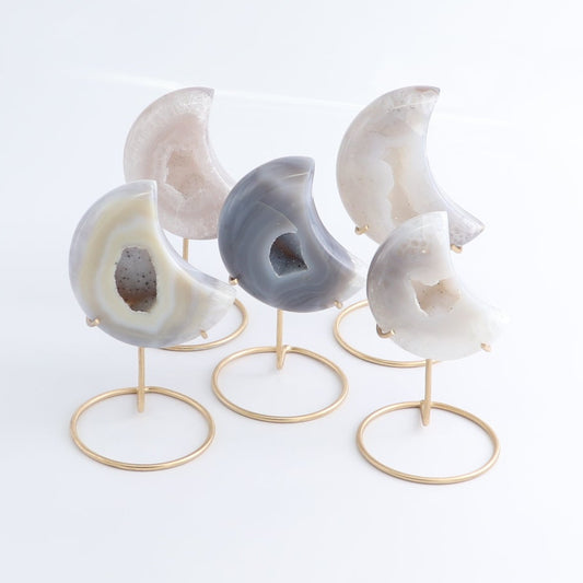 Agate Moons with Stand Set of 5 - Expert Wholesale and Supplier of Wholesale Crystals & Bulk Gemstones, ["Agate","Brazil","moons"]
