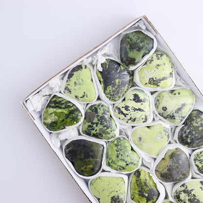 Serpentine Hearts Set of 21 - Expert Wholesale and Supplier of Wholesale Crystals & Bulk Gemstones, ["Hearts","Peru","serpentine"]