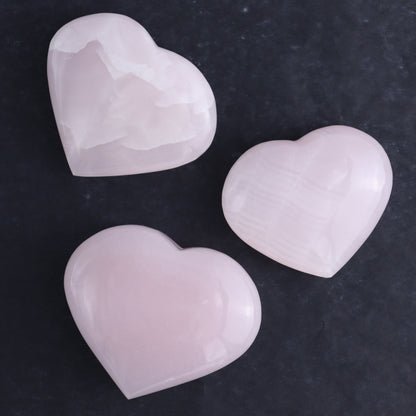 Pink Mangano Calcite Hearts Set of 6 - Expert Wholesale and Supplier of Wholesale Crystals & Bulk Gemstones, ["Calcite","Hearts","Madagascar","Pink Calcite"]