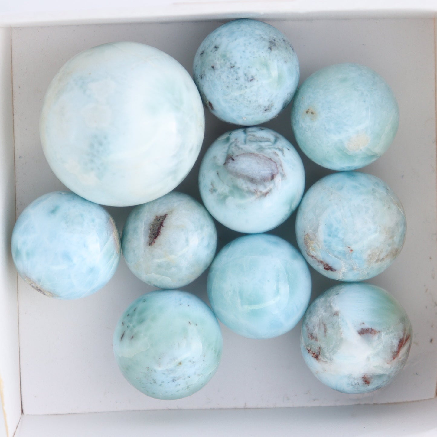 Larimar Spheres Set of 10 - Expert Wholesale and Supplier of Wholesale Crystals & Bulk Gemstones, ["Larimar","Spheres"]