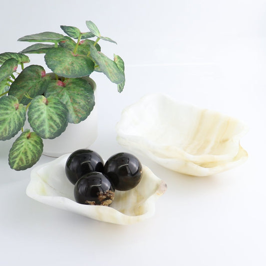 One Mexican Onyx/Calcite White & Green Polished Irregular Square Bowl