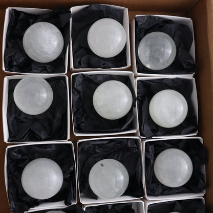 Optical Calcite Spheres Set of 12 - Expert Wholesale and Supplier of Wholesale Crystals & Bulk Gemstones, ["Calcite","Mexico","Optical Calcite","Spheres"]
