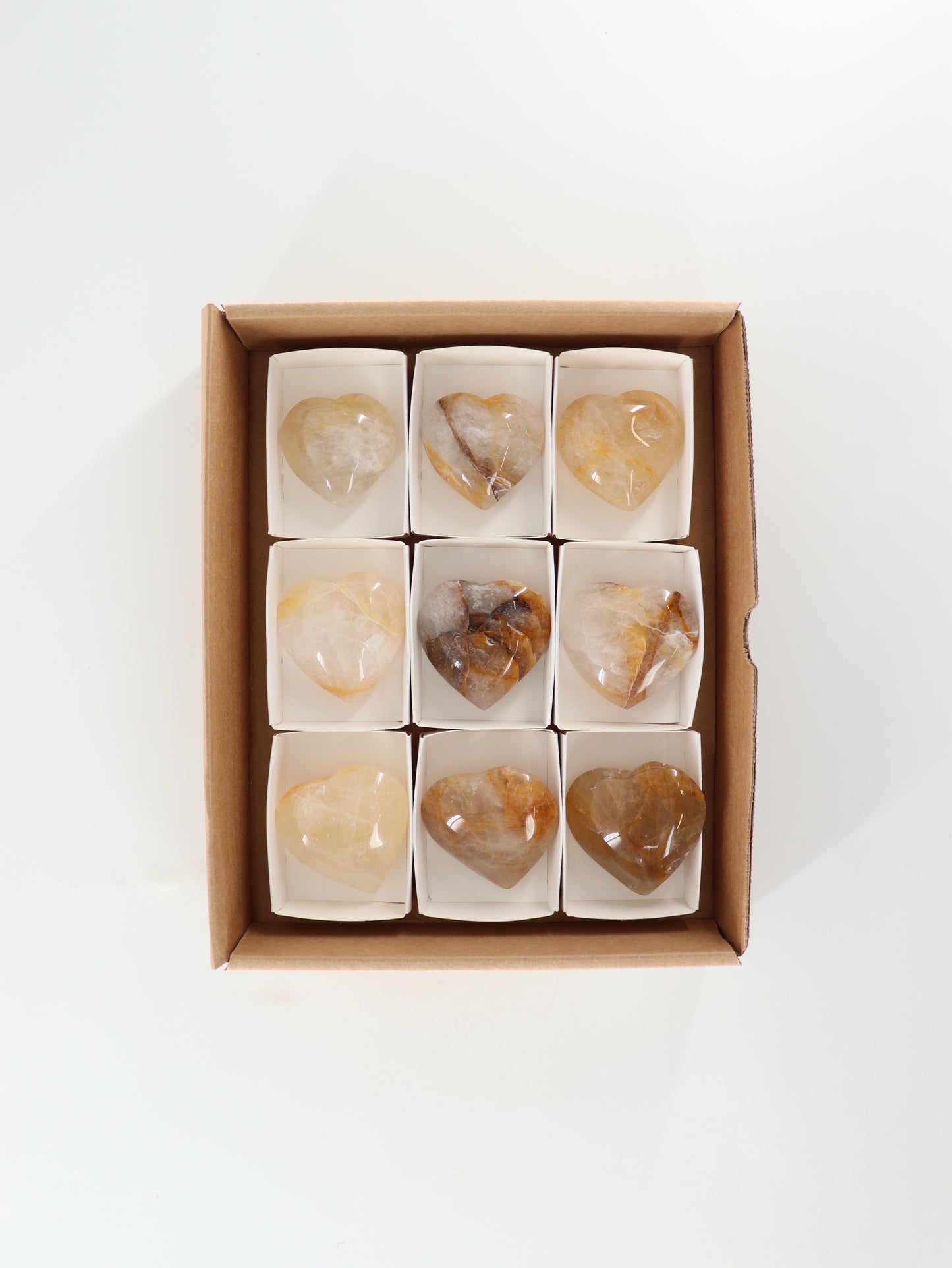 Golden Healer Quartz Hearts Set of 9 - Expert Wholesale and Supplier of Wholesale Crystals & Bulk Gemstones, []