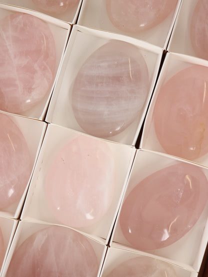 Rose Quartz Palm Stones Flat - Expert Supplier of Wholesale Crystals & Bulk Gemstones