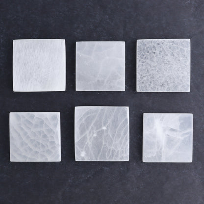One Selenite (Satin Spar) Square Plate 7 cm - Expert Wholesale and Supplier of Wholesale Crystals & Bulk Gemstones, ["close_30","Morocco","Selenite","Square"]