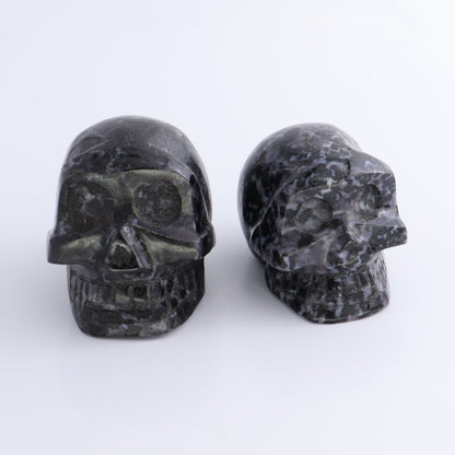 Indigo Gabbro Skulls Set of 2 - Expert Wholesale and Supplier of Wholesale Crystals & Bulk Gemstones, ["Indigo Gabbro","Madagascar","Skulls"]