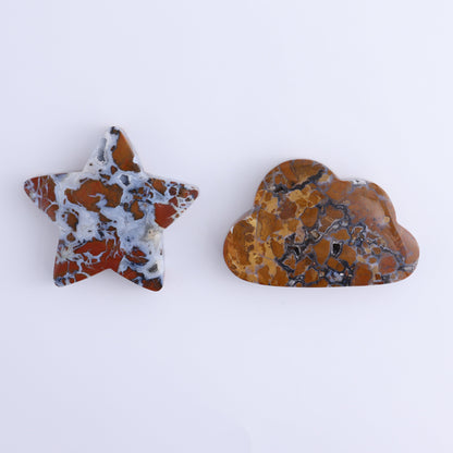 Brecciated Jasper Moons, Stars, Towers, Clouds, and Flames Set of 11