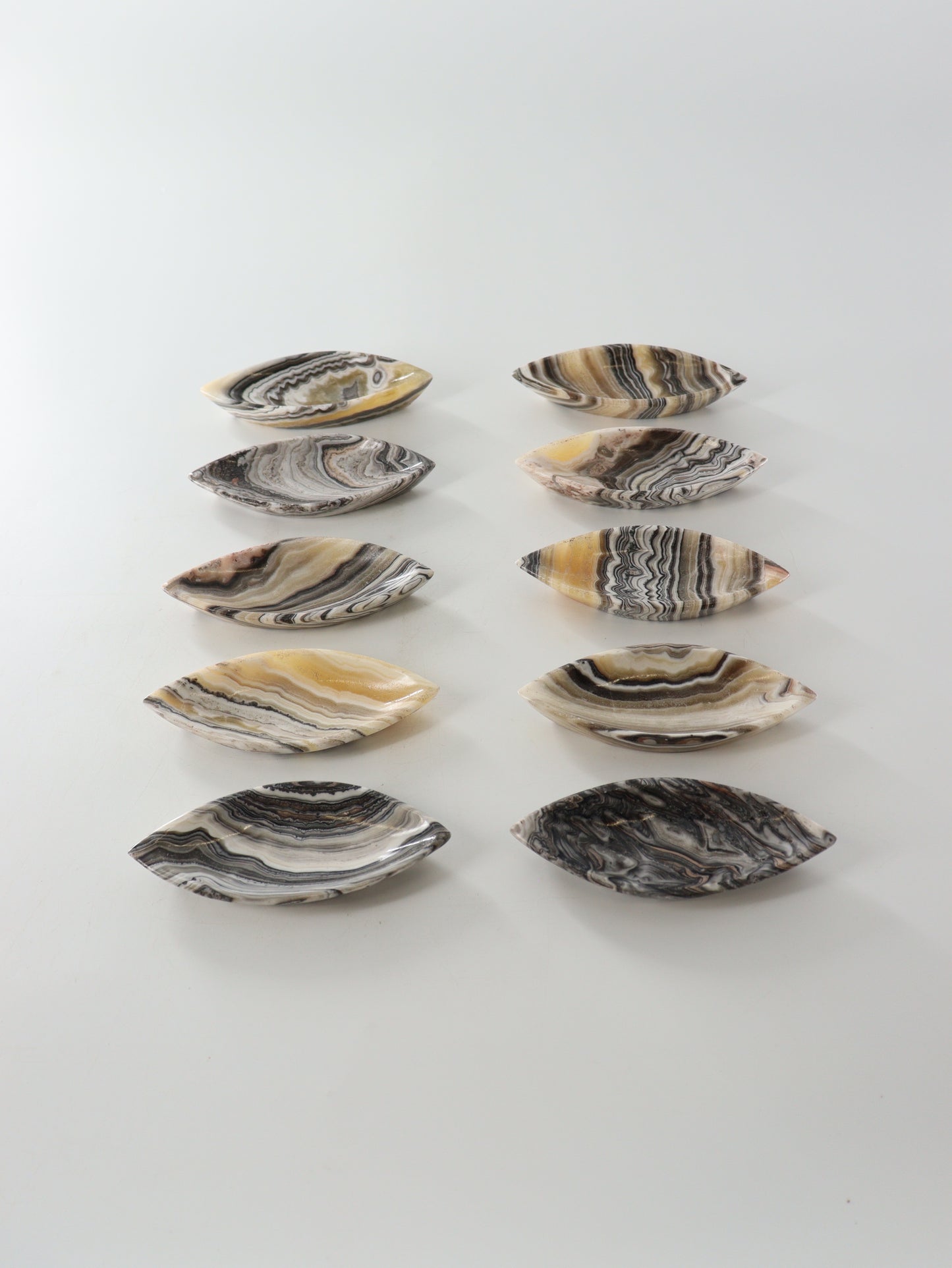 Zebra Onyx Leaf Dishes Set of 10