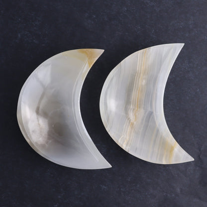One White Onyx Moon Dish - Expert Wholesale and Supplier of Wholesale Crystals & Bulk Gemstones, ["Catalog Onyx","Decorative Dish","Mexico","moons","onyx","White onyx"]