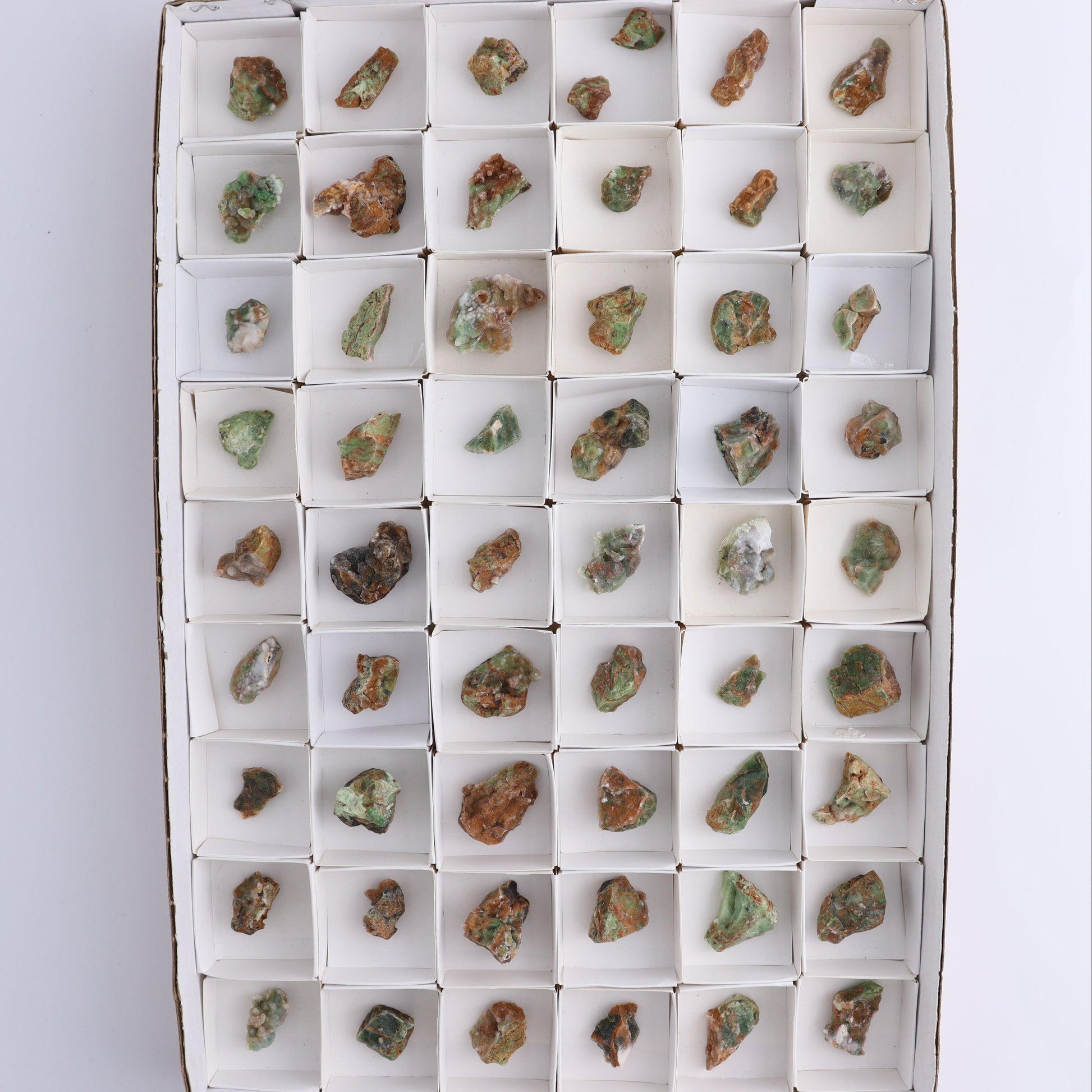 Chrome Chalcedony Flat of 55 - Expert Wholesale and Supplier of Wholesale Crystals & Bulk Gemstones, ["Chalcedony","Chrome Chalcedony"]