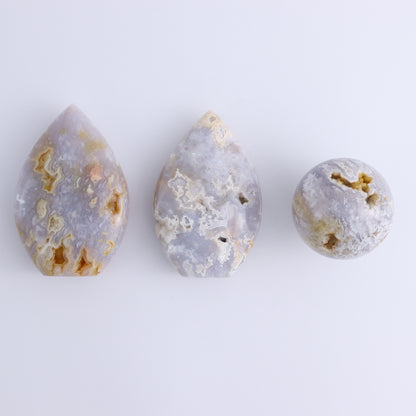 Agate Flames, Hearts, and a Sphere Set of 8 - Expert Wholesale and Supplier of Wholesale Crystals & Bulk Gemstones, ["Agate","Clouds","flames","Hearts","Spheres"]