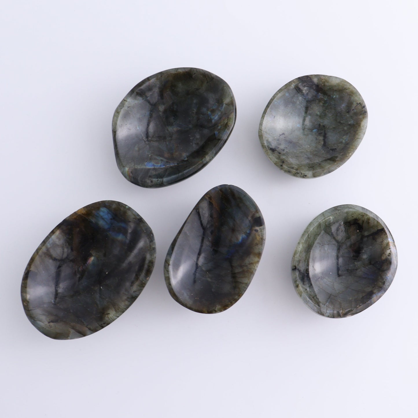 Labradorite Bowls Set of 10 - Expert Wholesale and Supplier of Wholesale Crystals & Bulk Gemstones, ["Bowls","Labradorite","Madagascar"]