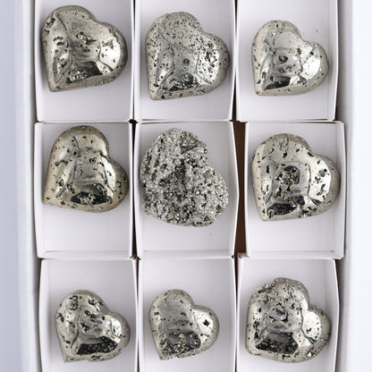 Pyrite Hearts Set of 9 - Expert Wholesale and Supplier of Wholesale Crystals & Bulk Gemstones, ["Hearts","Peru","Pyrite"]