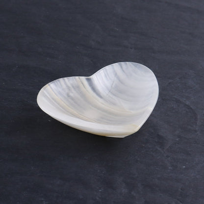 One Mexican Onyx/Calcite White Heart Dish
