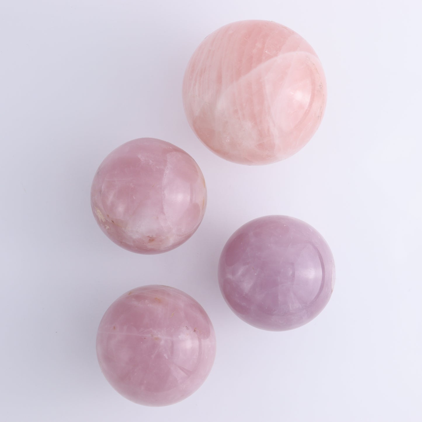 Rose Quartz Spheres Set of 4 - Expert Wholesale and Supplier of Wholesale Crystals & Bulk Gemstones, ["Madagascar","Rose Quartz","Spheres"]