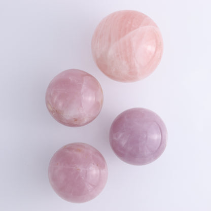 Rose Quartz Spheres Set of 4 - Expert Wholesale and Supplier of Wholesale Crystals & Bulk Gemstones, ["Madagascar","Rose Quartz","Spheres"]