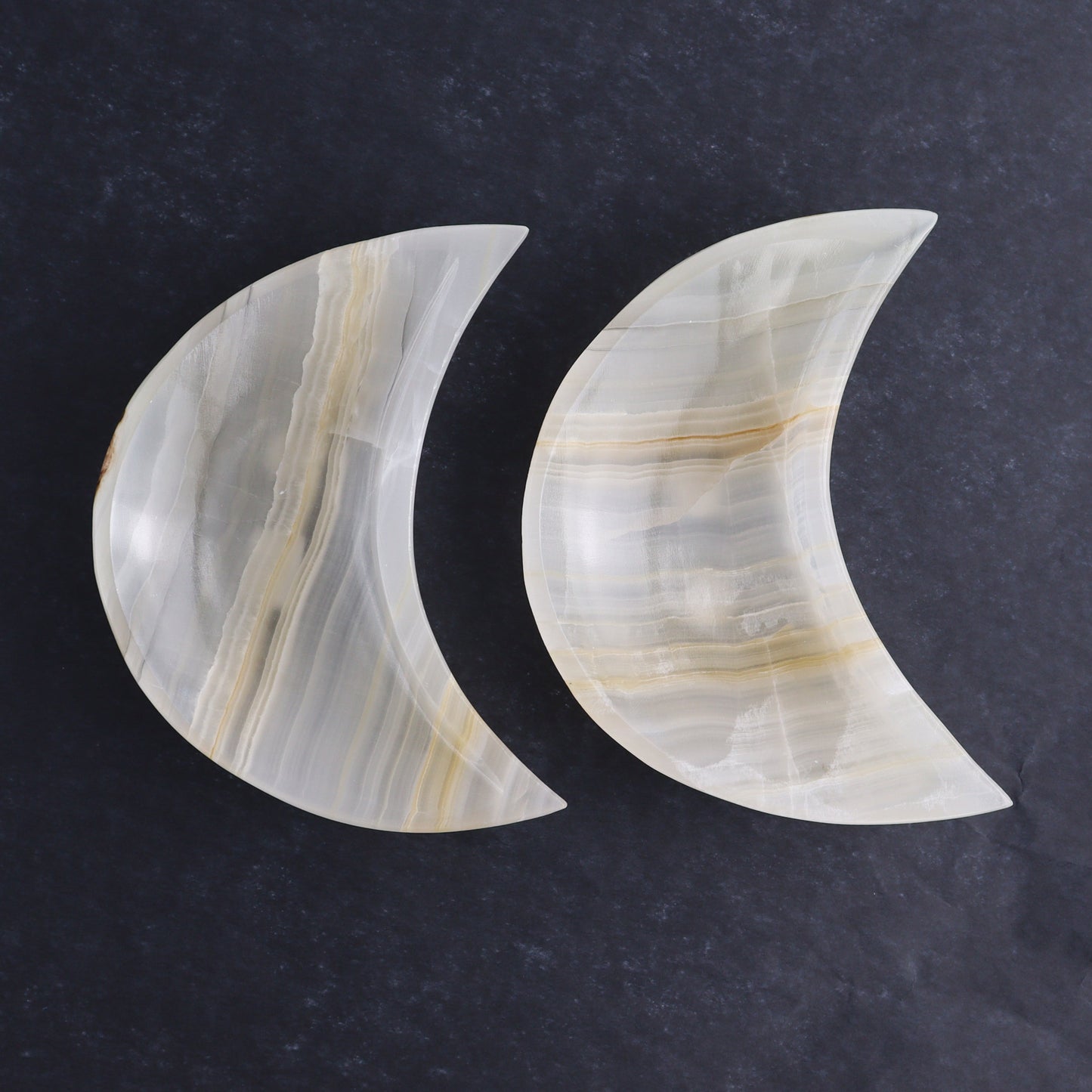 One White Onyx Moon Dish - Expert Wholesale and Supplier of Wholesale Crystals & Bulk Gemstones, ["Catalog Onyx","Decorative Dish","Mexico","moons","onyx","White onyx"]