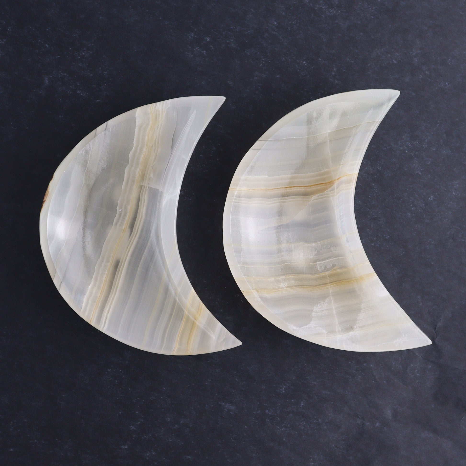 One White Onyx Moon Dish - Expert Wholesale and Supplier of Wholesale Crystals & Bulk Gemstones, ["Catalog Onyx","Decorative Dish","Mexico","moons","onyx","White onyx"]