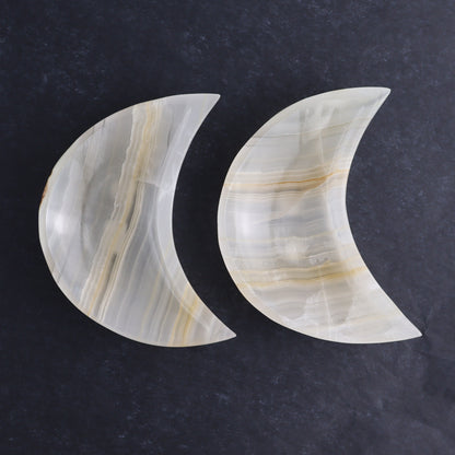 One White Onyx Moon Dish - Expert Wholesale and Supplier of Wholesale Crystals & Bulk Gemstones, ["Catalog Onyx","Decorative Dish","Mexico","moons","onyx","White onyx"]