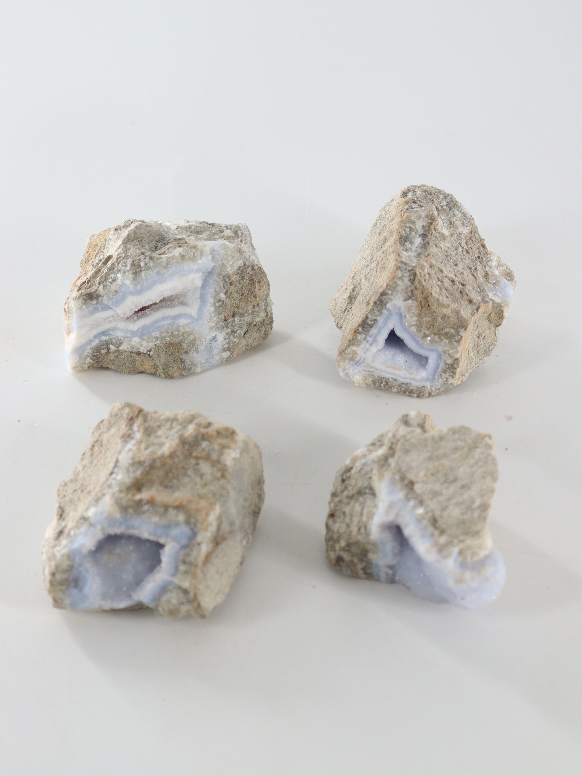 Blue Lace Agate Clusters Set of 4 - Expert Wholesale and Supplier of Wholesale Crystals & Bulk Gemstones, []