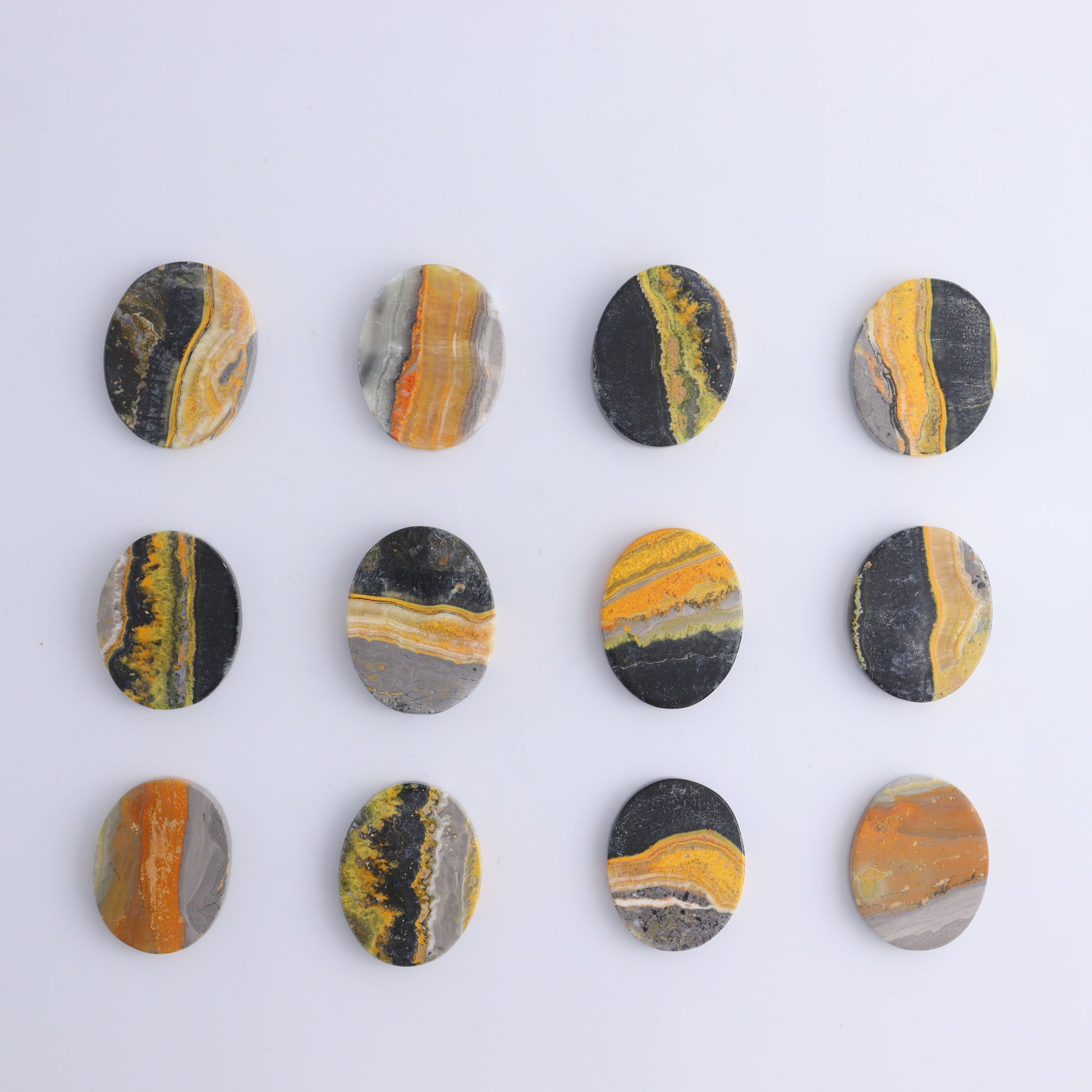 Bumble Bee Jasper Worry Stones Set of 12 - Expert Wholesale and Supplier of Wholesale Crystals & Bulk Gemstones, ["Bumblebee Jasper","Indonesia","Worry Stones"]