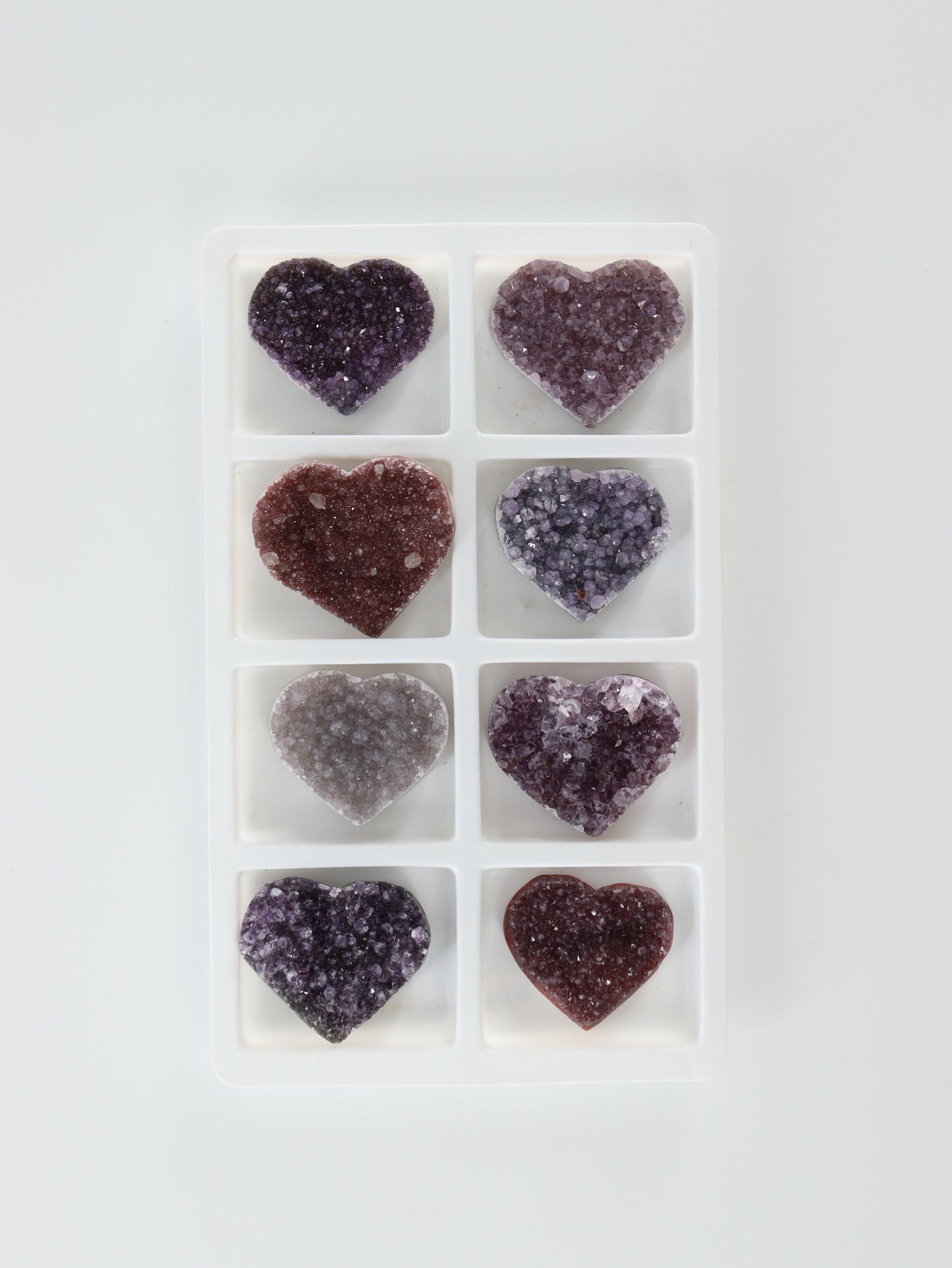 Amethyst Hearts Set of 8 - Expert Supplier of Wholesale Crystals & Bulk Gemstones