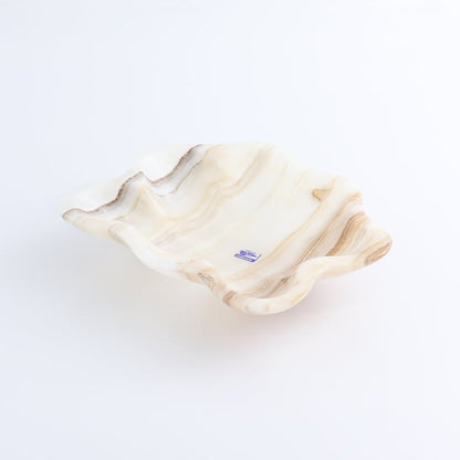 One Mexican Onyx/Calcite White & Honey Polished Irregular Square Bowl